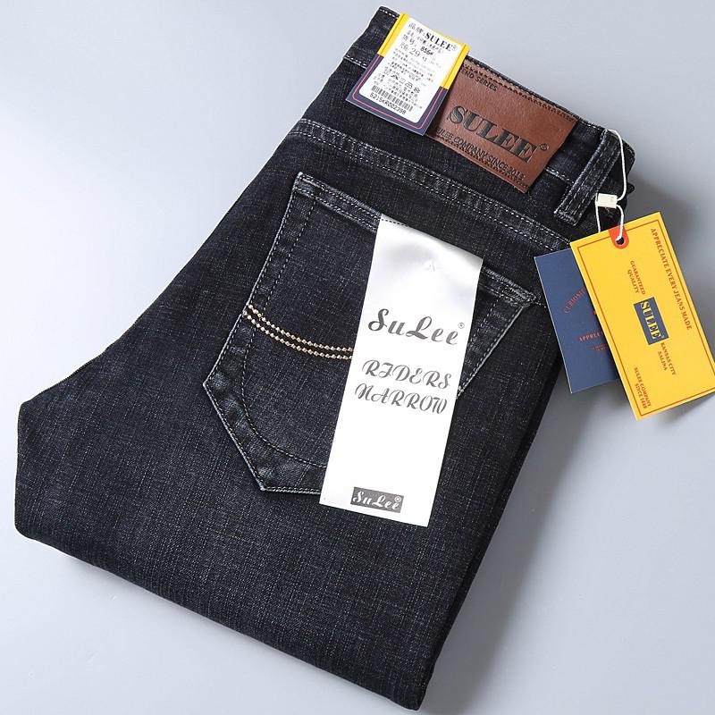 2022 SULEE Brand Autumn Winter Slim Fit  Men's Jeans Business Casual Elastic Straight Denim Pants Male High Quality Trousers