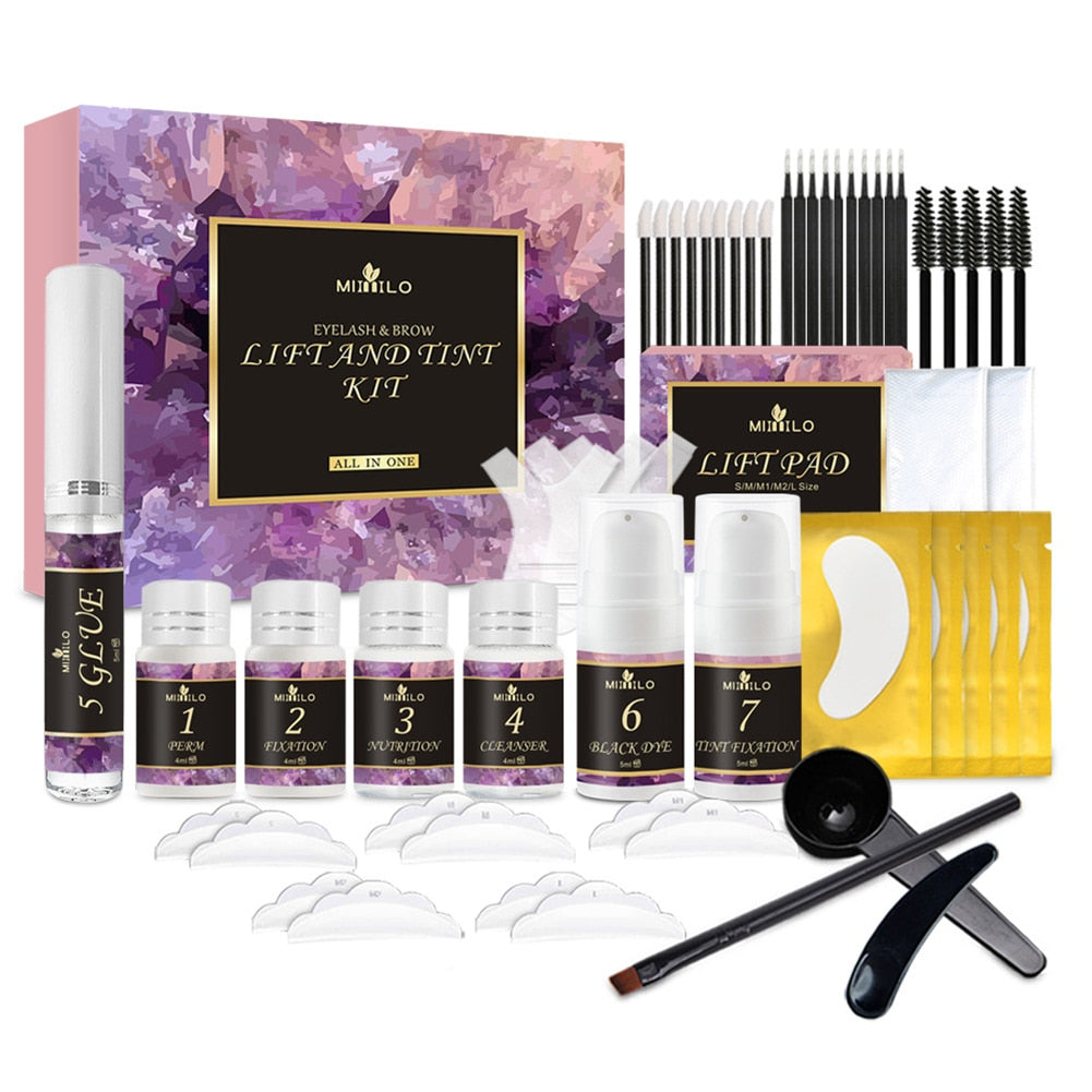 Eyelash Lifting and Tint Kit Semi-Permanent Brow Lift Perming Instant Fuller Eyelashes Lifting Lashes Lamination Kit for Home