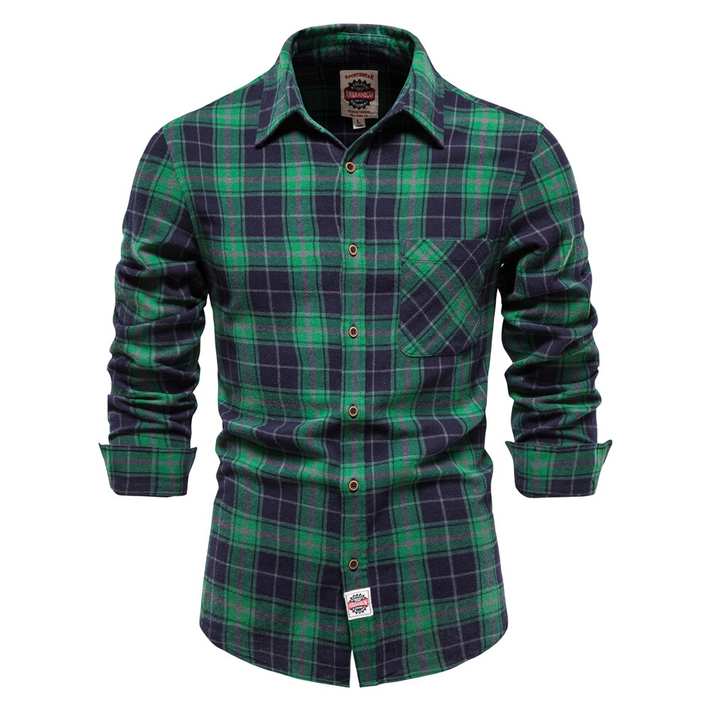 Brand Plaid Shirts Men's 100% Cotton Casual Checked Shirt High Quality Slim Fit  Harajuku Shirts Men