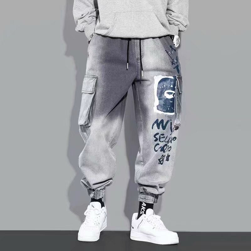 Streetwear Hip Hop Cargo Pants Men's jeans Cargo Pants Elastic Harun pants Joggers Pants 2022 Autumn and Winter