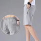 2022 Summer Men'S Sports Shorts Solid Color Straight Pattern Loose Type Elastic Waist Drawstring Casual Shorts Jogging Pants
