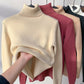 Turtle Neck Fleece Sweater Women Winter Warm Elegant Thick Warm Female Knitted Pullover Loose Basic Knitwear Jumper Dropshipping