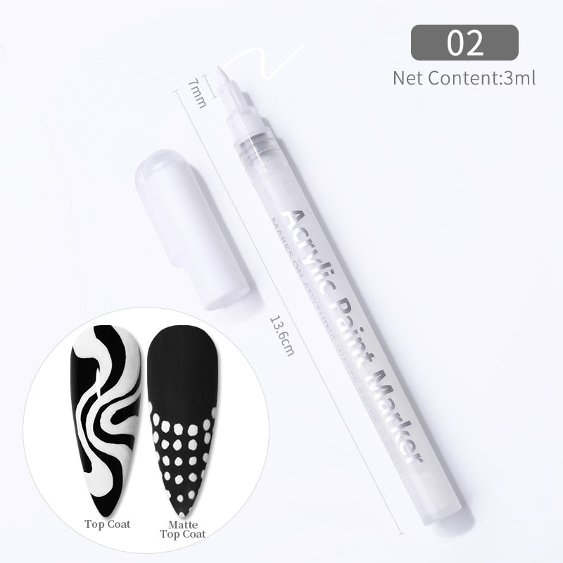 1 Pc Nail Art Graffiti Pen Black Color UV Gel Polish Design Dot Painting Detailing Pen Brushes DIY Nail Art Adorn Tools