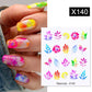 Harunouta Black Lines Flower Leaves Water Decals Stickers Floral Face Marble Pattern Slider For Nails Summer Nail Art Decoration