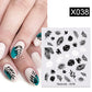 Harunouta Black Lines Flower Leaves Water Decals Stickers Floral Face Marble Pattern Slider For Nails Summer Nail Art Decoration