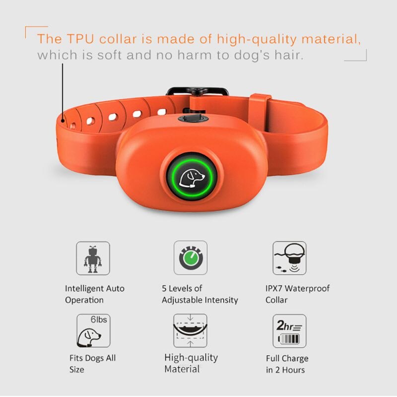 Rechargeable Anti Bark Dog Puppy Pet Training Collar Bark Terminator Stop Electric Shock Pet Supplies