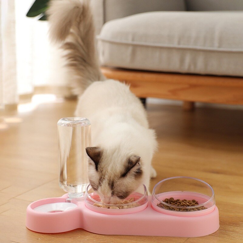 Pet Dog Cat Automatic Feeder Bowl for Dogs Drinking Water Bottle Kitten Bowls Slow Food Feeding Container Supplies