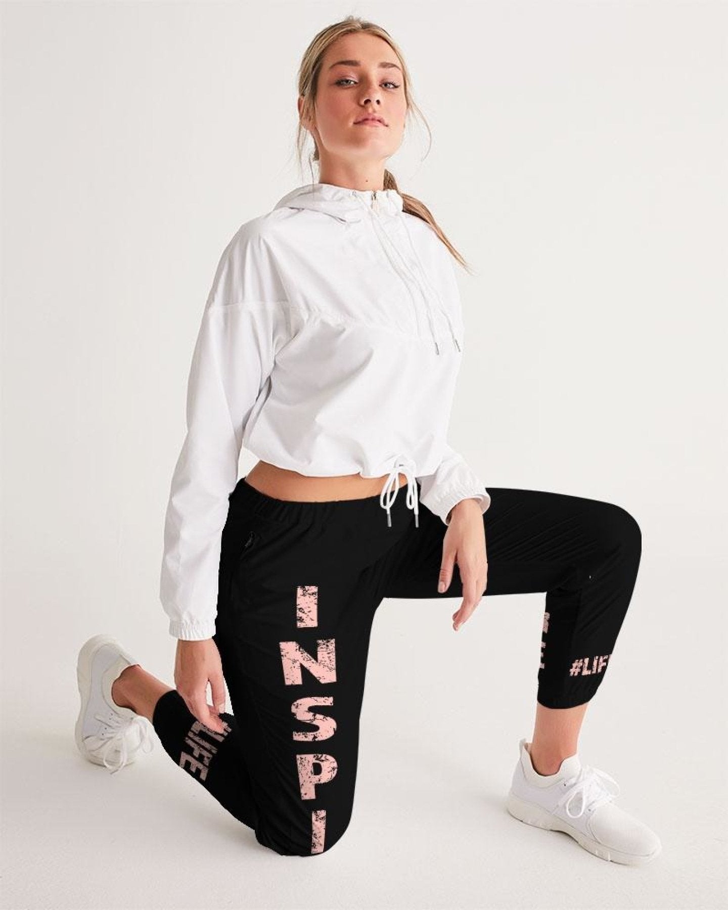 Womens Track Pants - Dark Grey Inspire Graphic Sports Pants