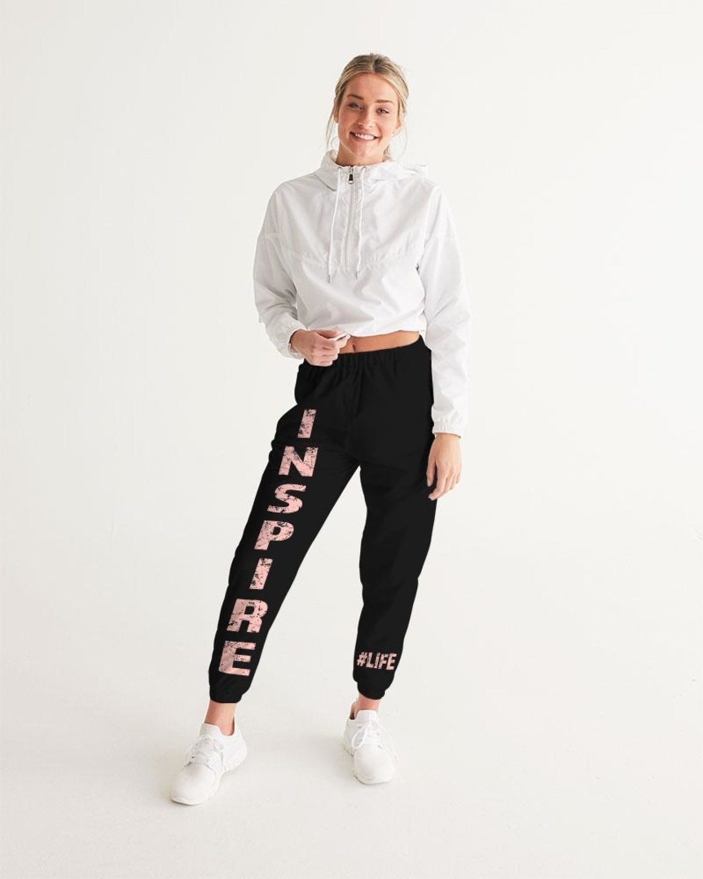 Womens Track Pants - Dark Grey Inspire Graphic Sports Pants