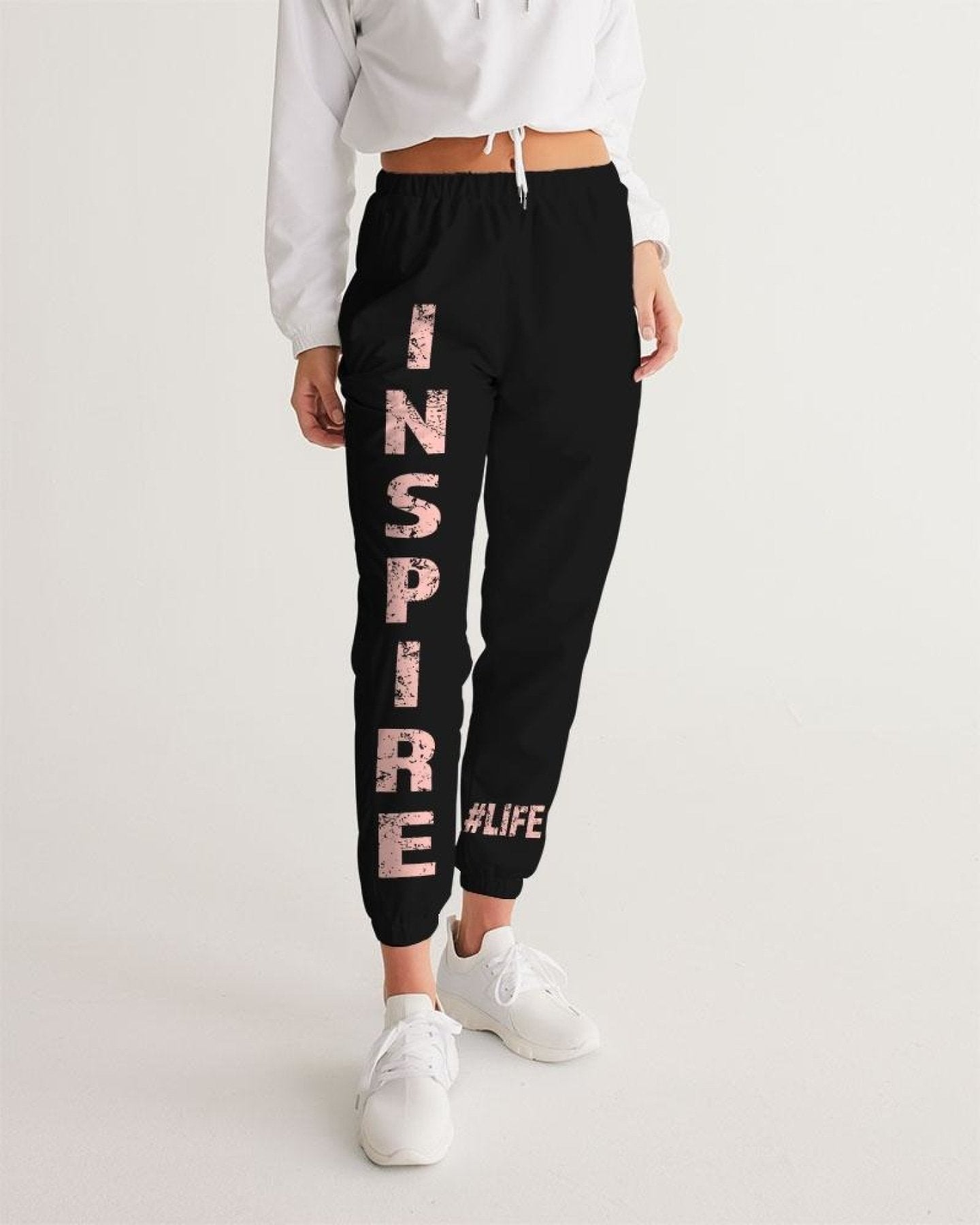 Womens Track Pants - Dark Grey Inspire Graphic Sports Pants