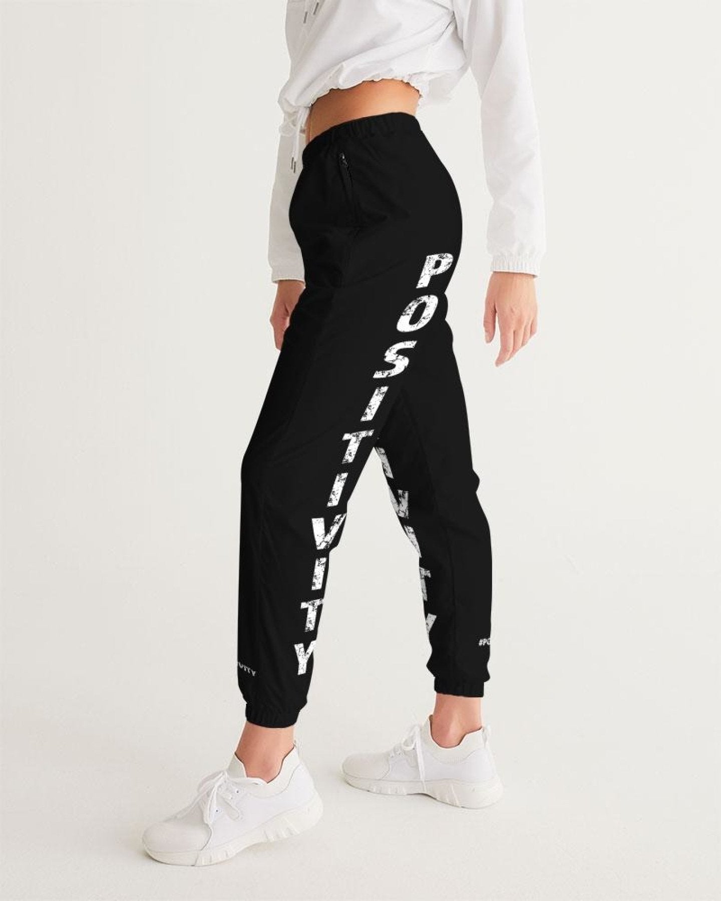 Womens Track Pants - Dark Grey Positivity Graphic Sports Pants