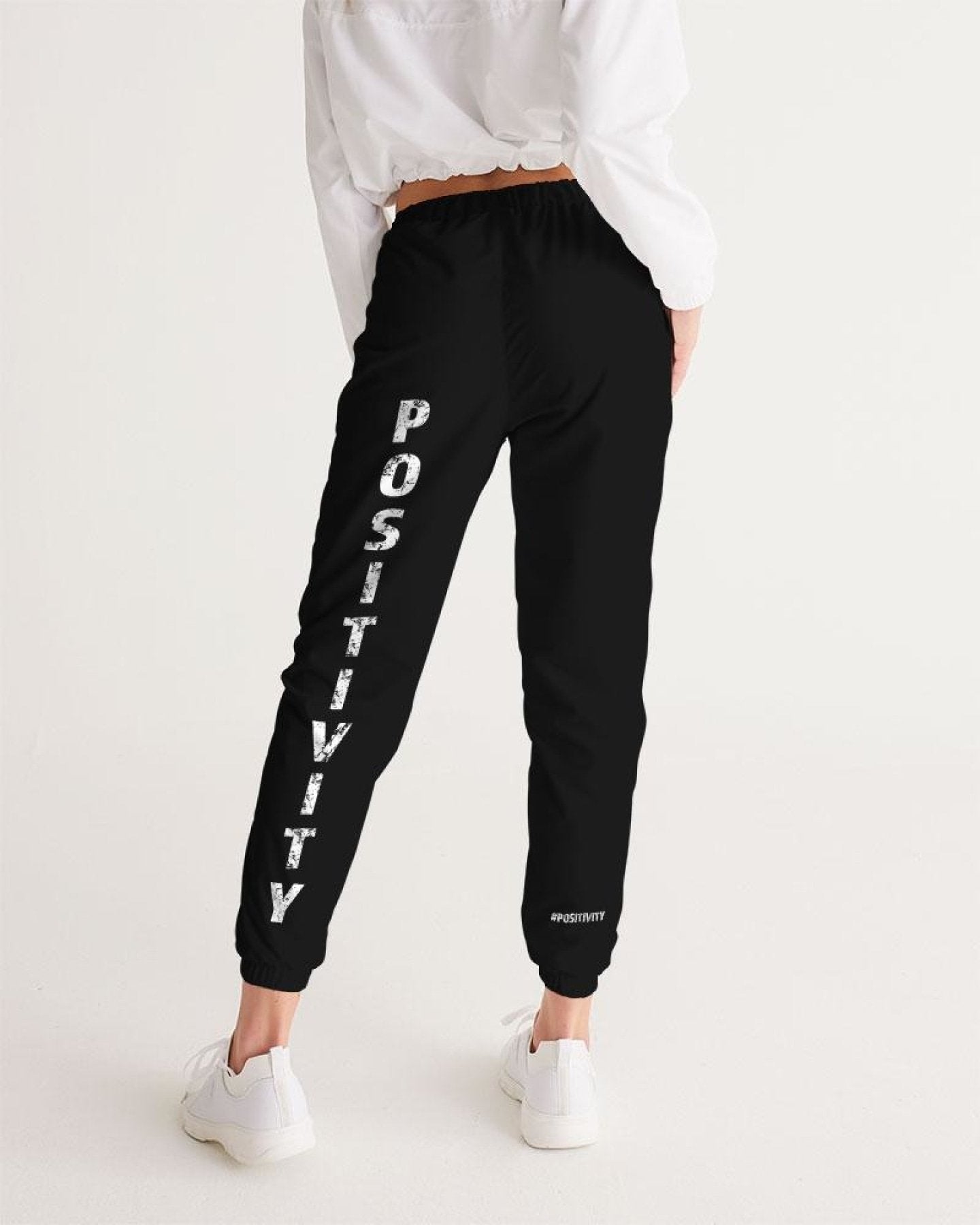 Womens Track Pants - Dark Grey Positivity Graphic Sports Pants