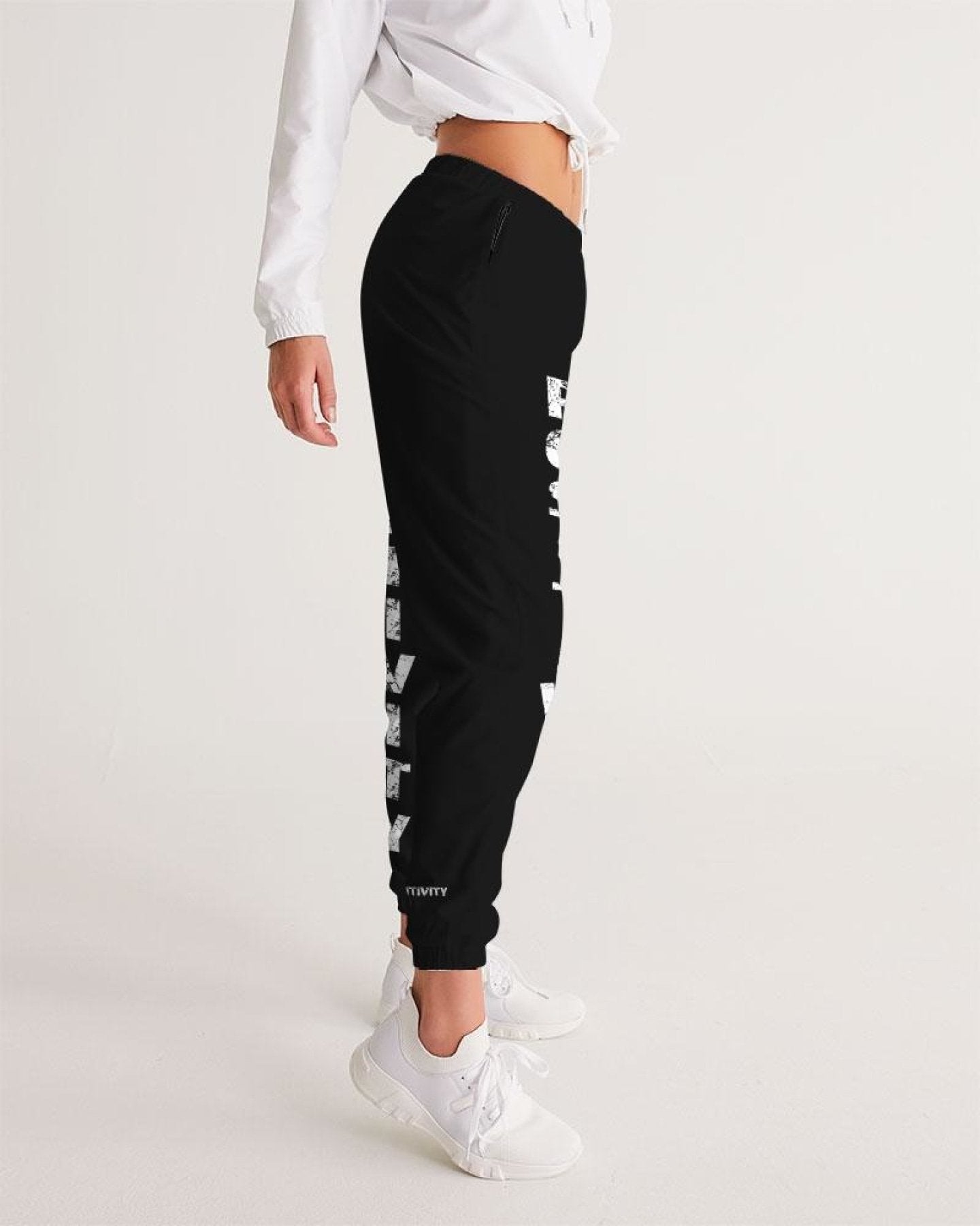 Womens Track Pants - Dark Grey Positivity Graphic Sports Pants