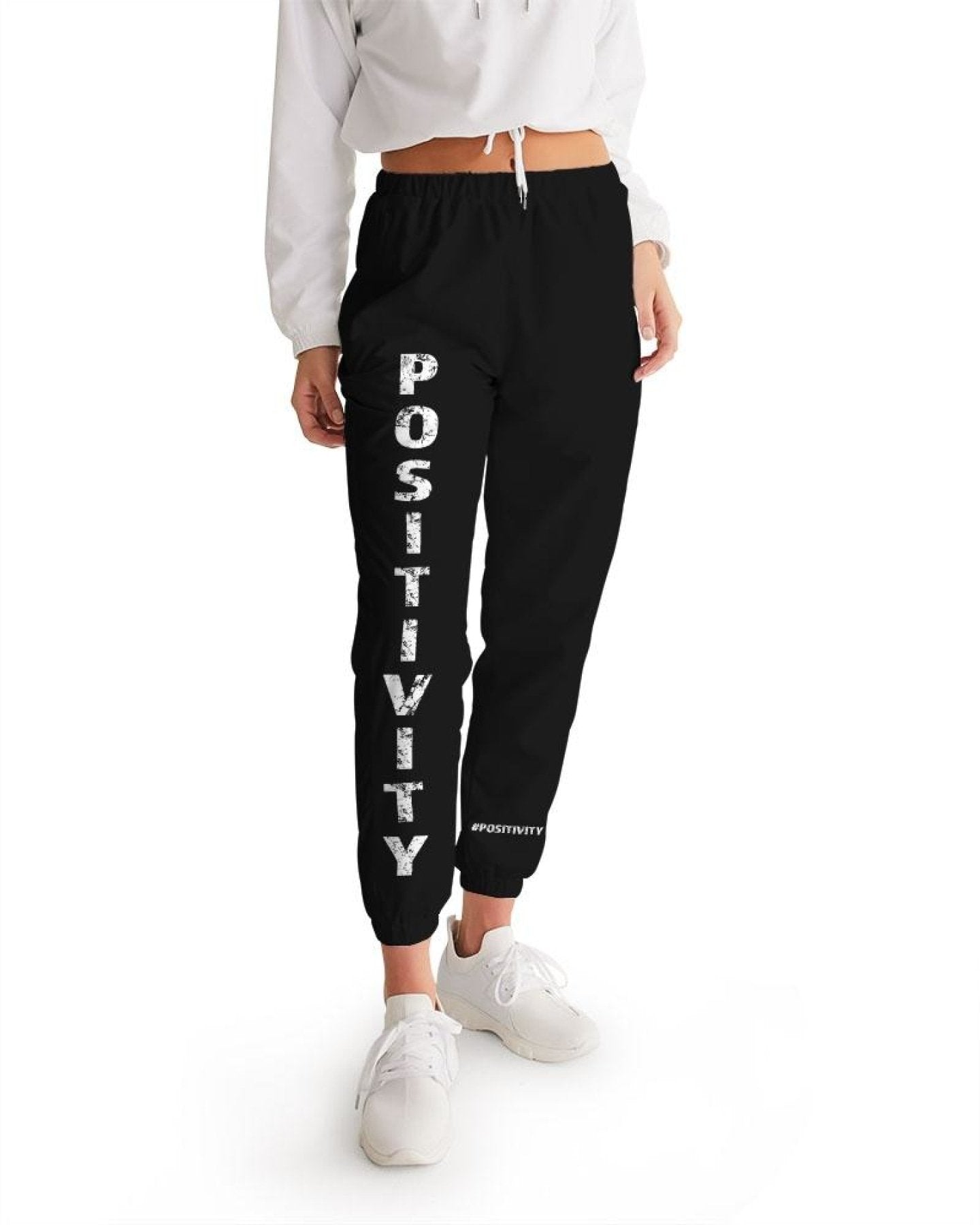 Womens Track Pants - Dark Grey Positivity Graphic Sports Pants